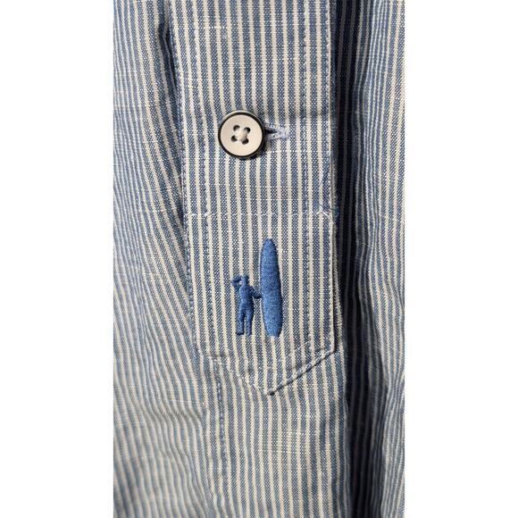 Johnnie-O Hangin Out Blue Stripe Long Sleeve Button Front 100% Cotton Shirt Sz M - Picture 8 of 12